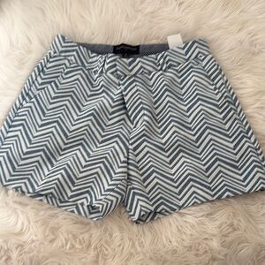 Blue Zigzag Patterned Women's Shorts